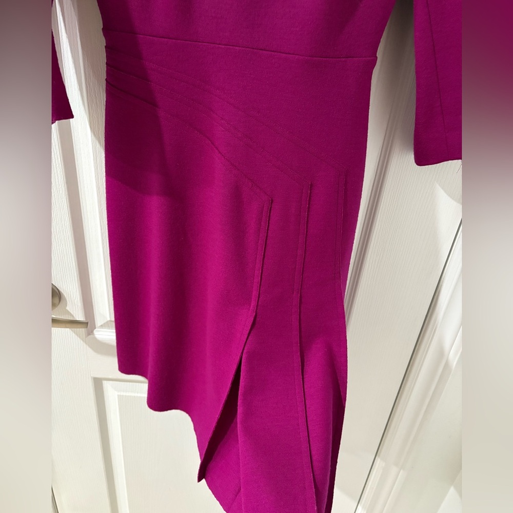 🏴󠁧󠁢󠁥󠁮󠁧󠁿Fold of London Fuchsia Virgin Wool Midi Dress - Picture 6 of 11